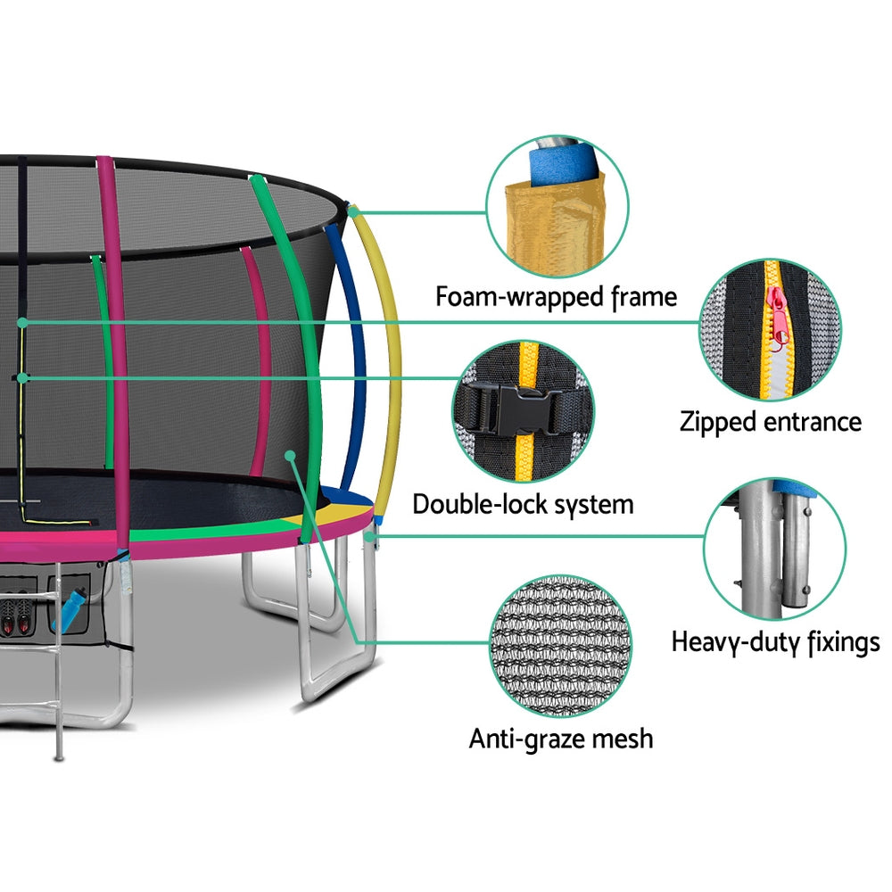 Marlook 16FT Trampoline for Kids w/ Ladder Enclosure Safety Net Rebounder Colors