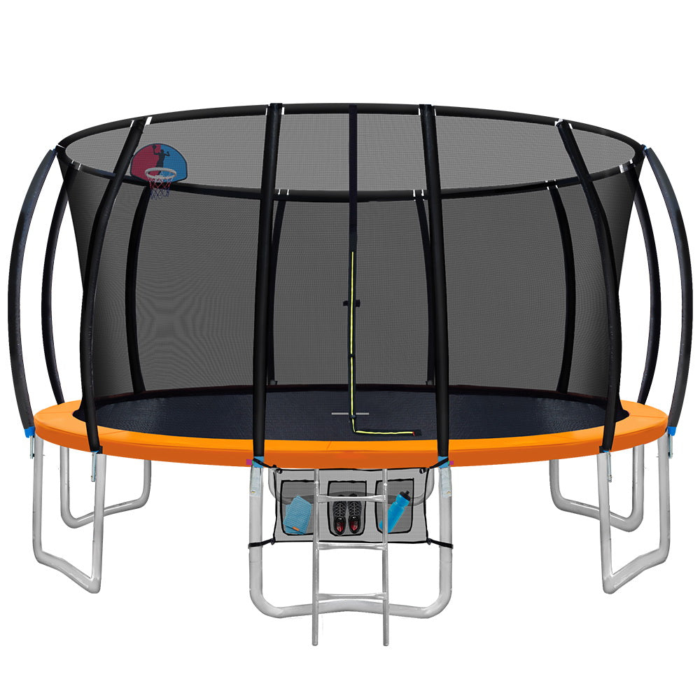 Marlook 16FT Trampoline for Kids w/ Ladder Enclosure Safety Net Rebounder Orange