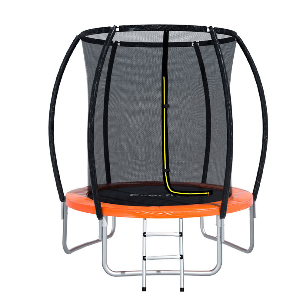 Marlook 6FT Trampoline for Kids w/ Ladder Enclosure Safety Net Rebounder Orange