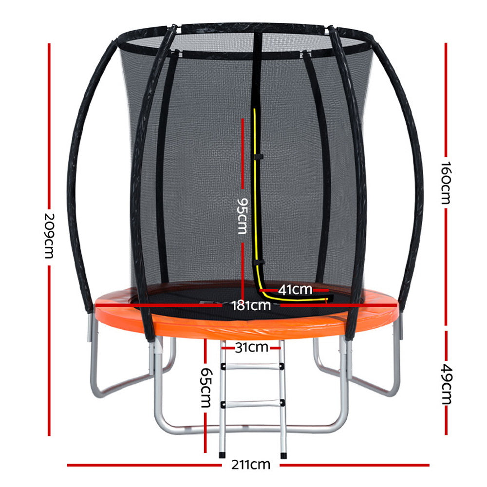 Marlook 6FT Trampoline for Kids w/ Ladder Enclosure Safety Net Rebounder Orange