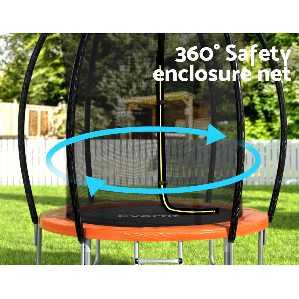 Marlook 6FT Trampoline for Kids w/ Ladder Enclosure Safety Net Rebounder Orange
