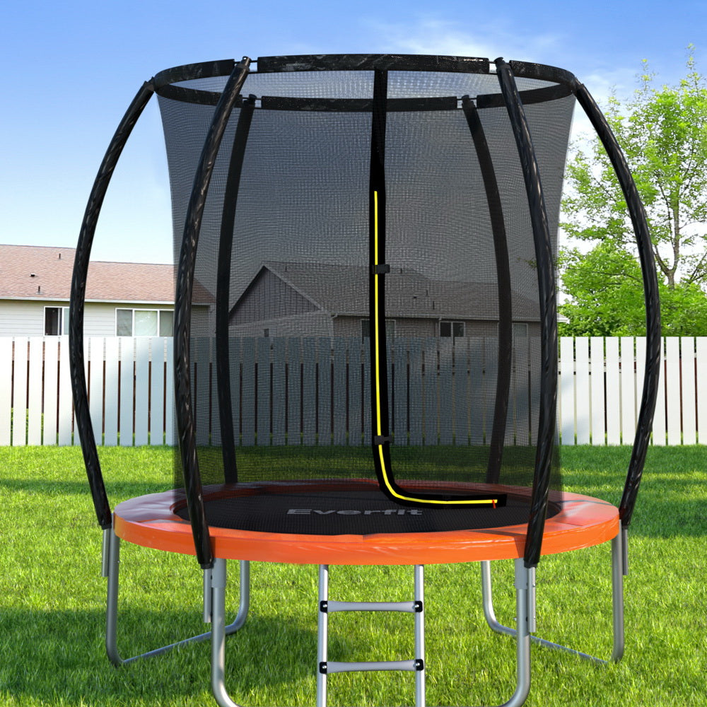 Marlook 6FT Trampoline for Kids w/ Ladder Enclosure Safety Net Rebounder Orange