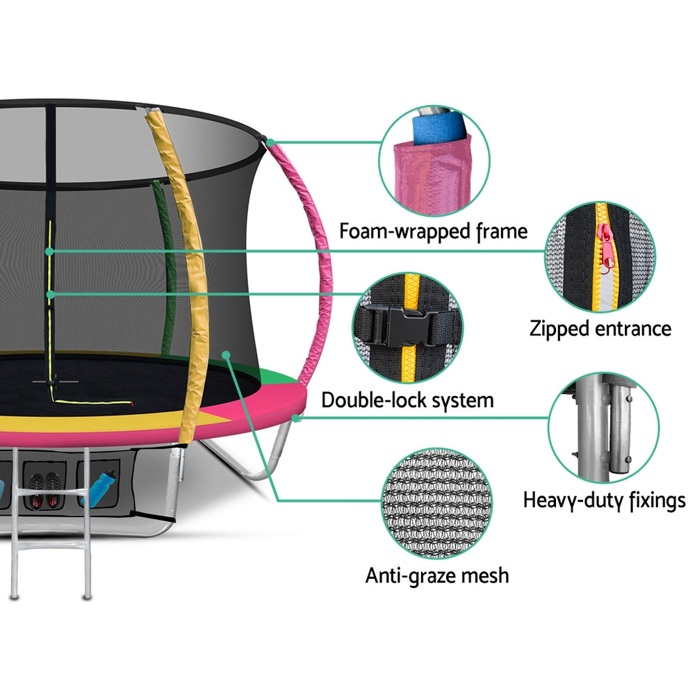 Marlook 8FT Trampoline for Kids w/ Ladder Enclosure Safety Net Rebounder Colors