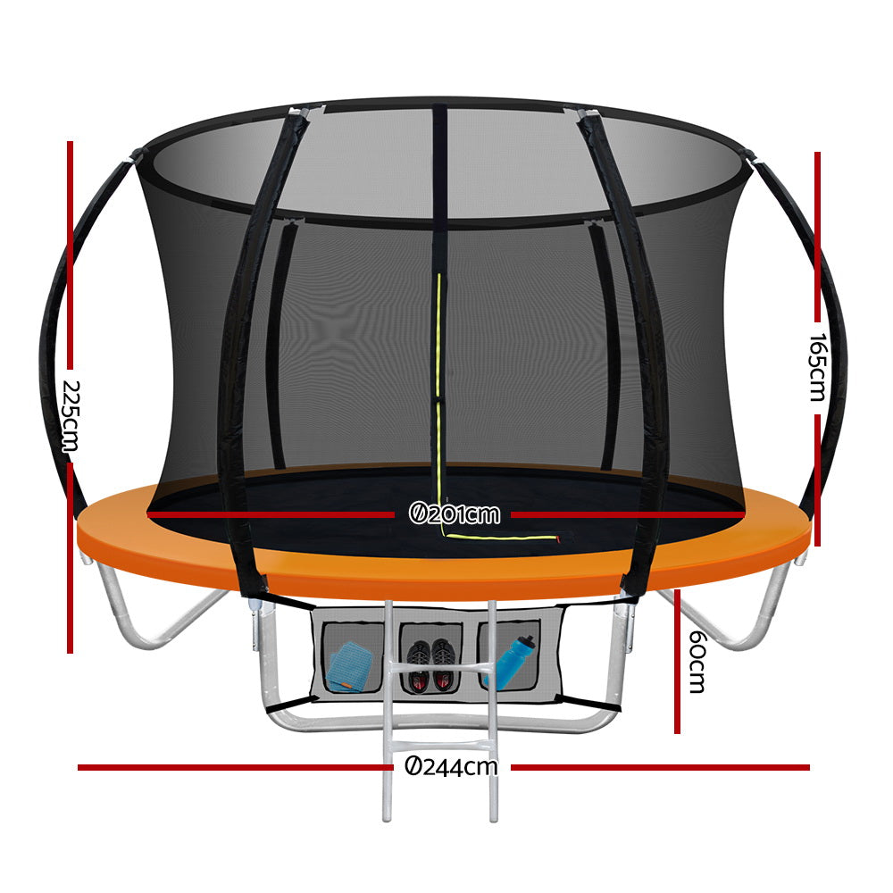 Marlook 8FT Trampoline for Kids w/ Ladder Enclosure Safety Net Rebounder Orange