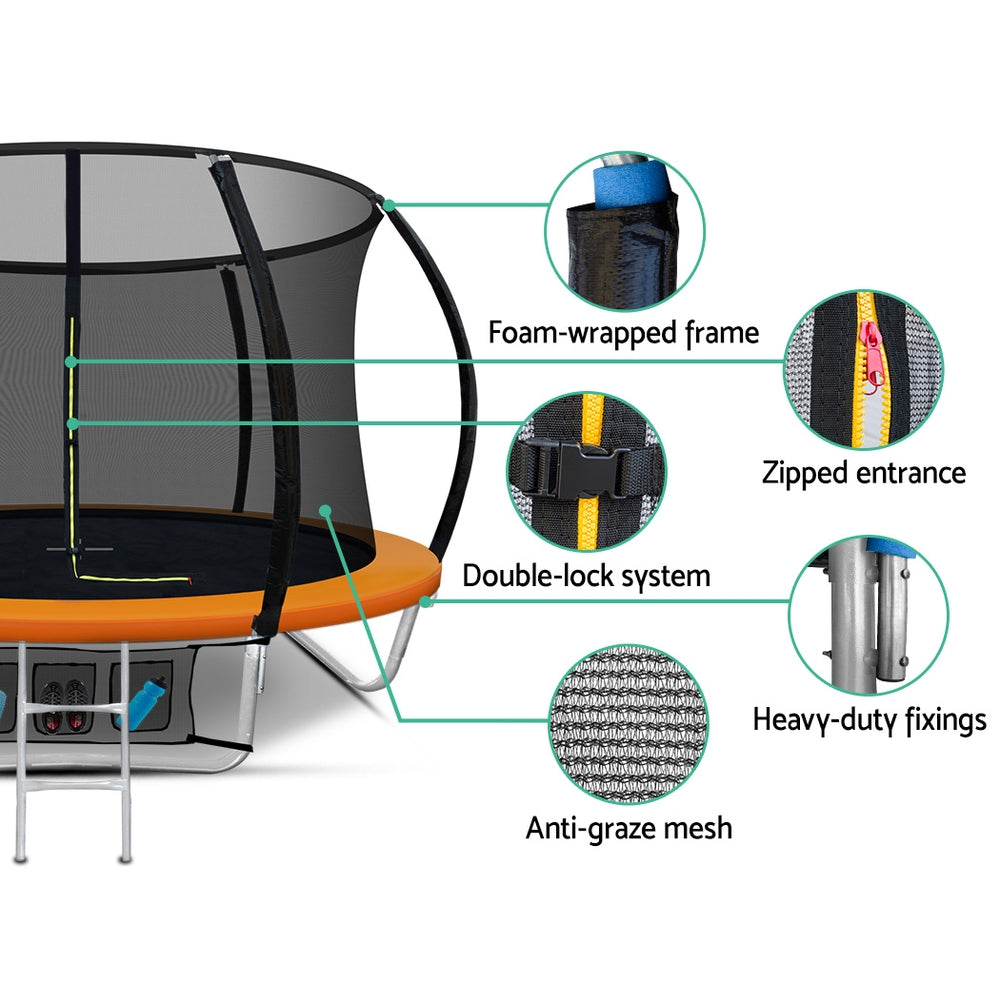 Marlook 8FT Trampoline for Kids w/ Ladder Enclosure Safety Net Rebounder Orange