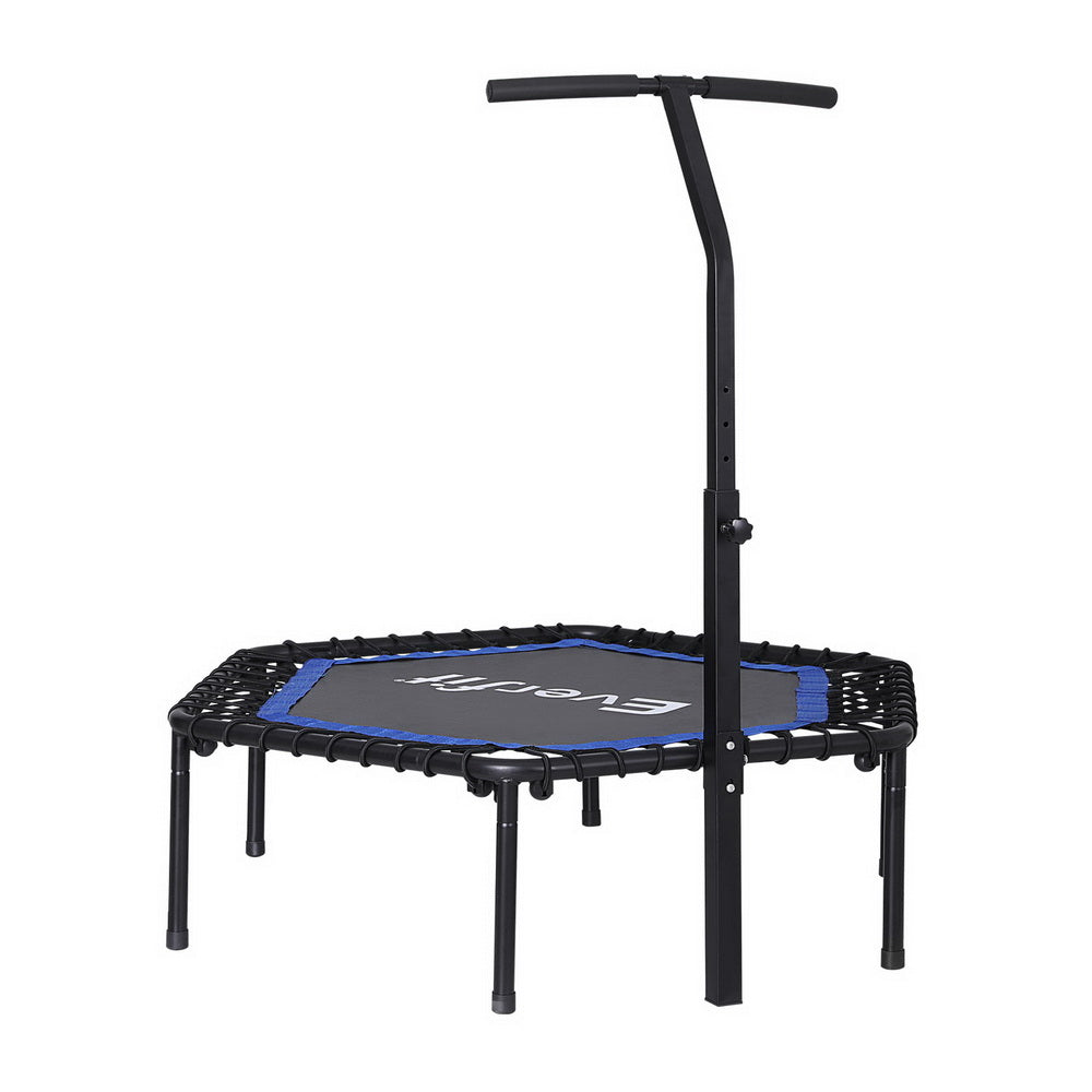 Marlook 48inch Hexagon Fitness Trampoline Rebounder Adjustable Handrail Blue