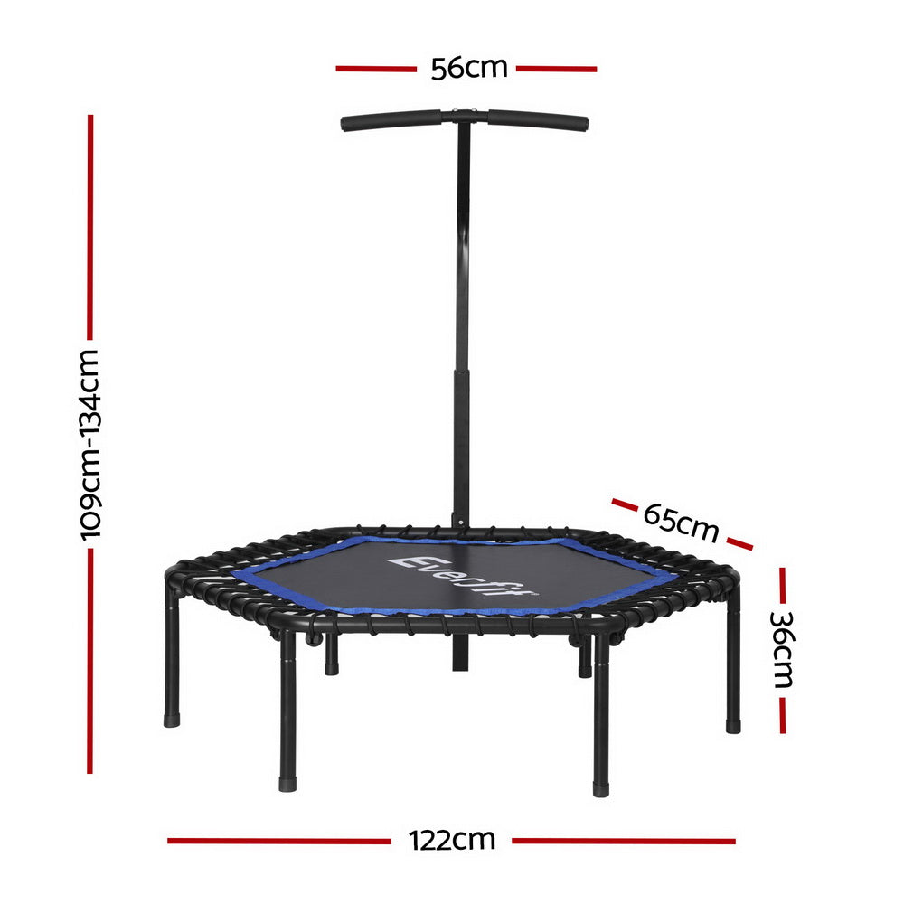 Marlook 48inch Hexagon Fitness Trampoline Rebounder Adjustable Handrail Blue