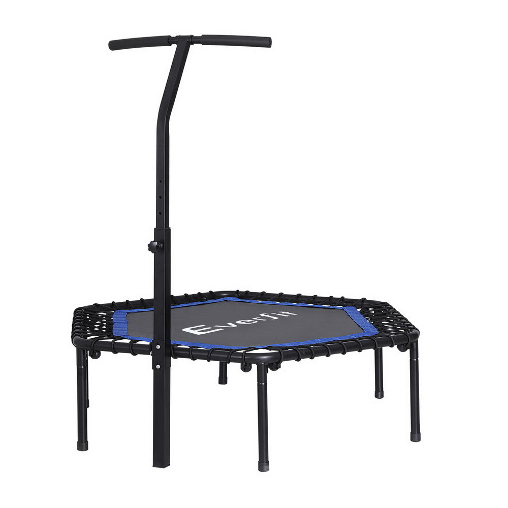 Marlook 48inch Hexagon Fitness Trampoline Rebounder Adjustable Handrail Blue