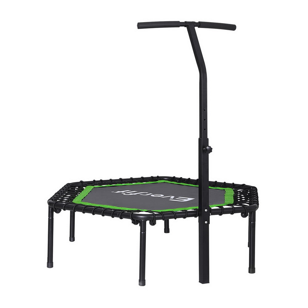Marlook 48inch Hexagon Fitness Trampoline Rebounder Adjustable Handrail Green