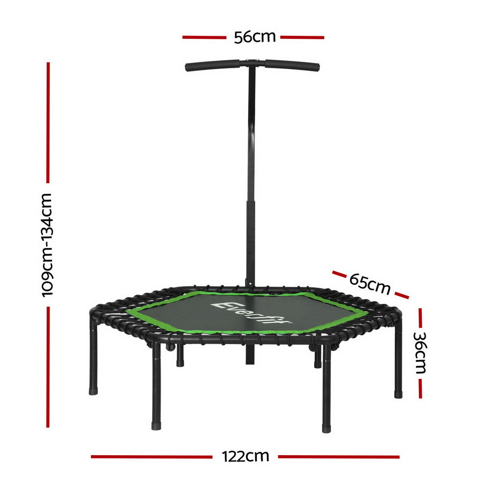 Marlook 48inch Hexagon Fitness Trampoline Rebounder Adjustable Handrail Green