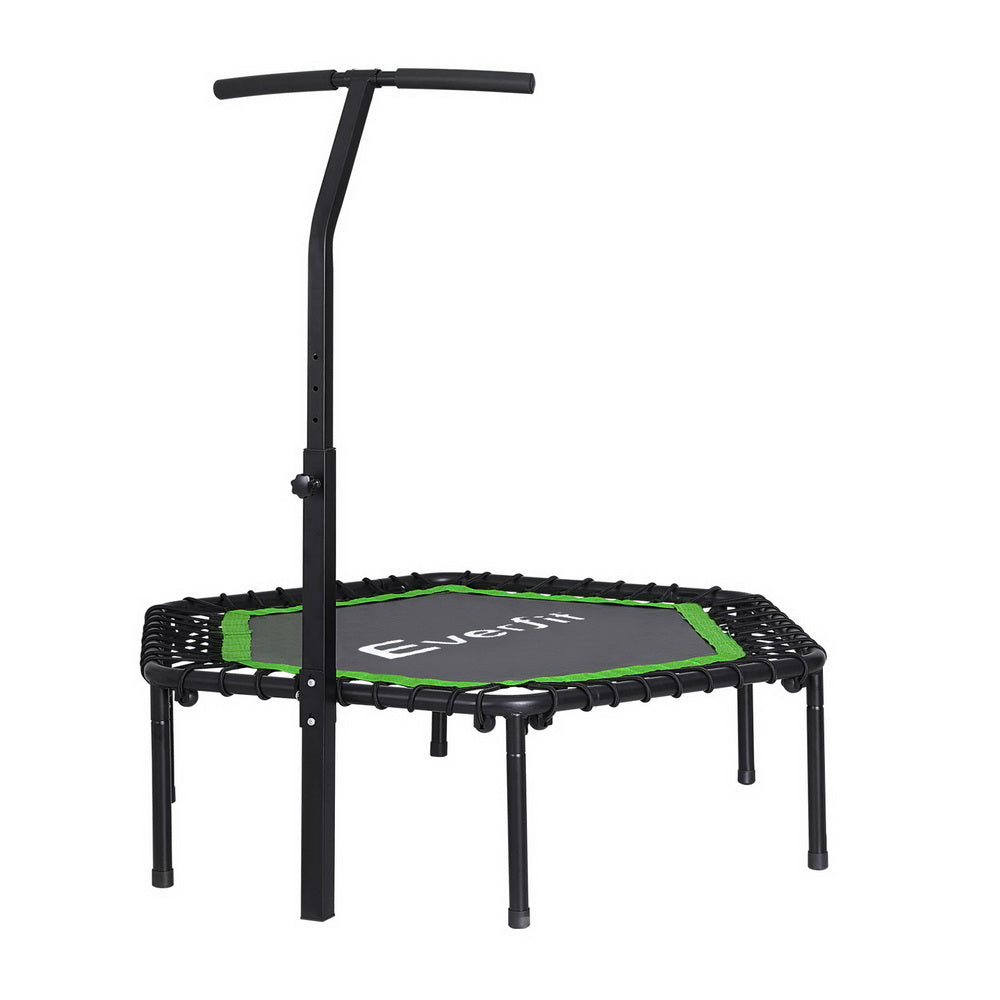 Marlook 48inch Hexagon Fitness Trampoline Rebounder Adjustable Handrail Green