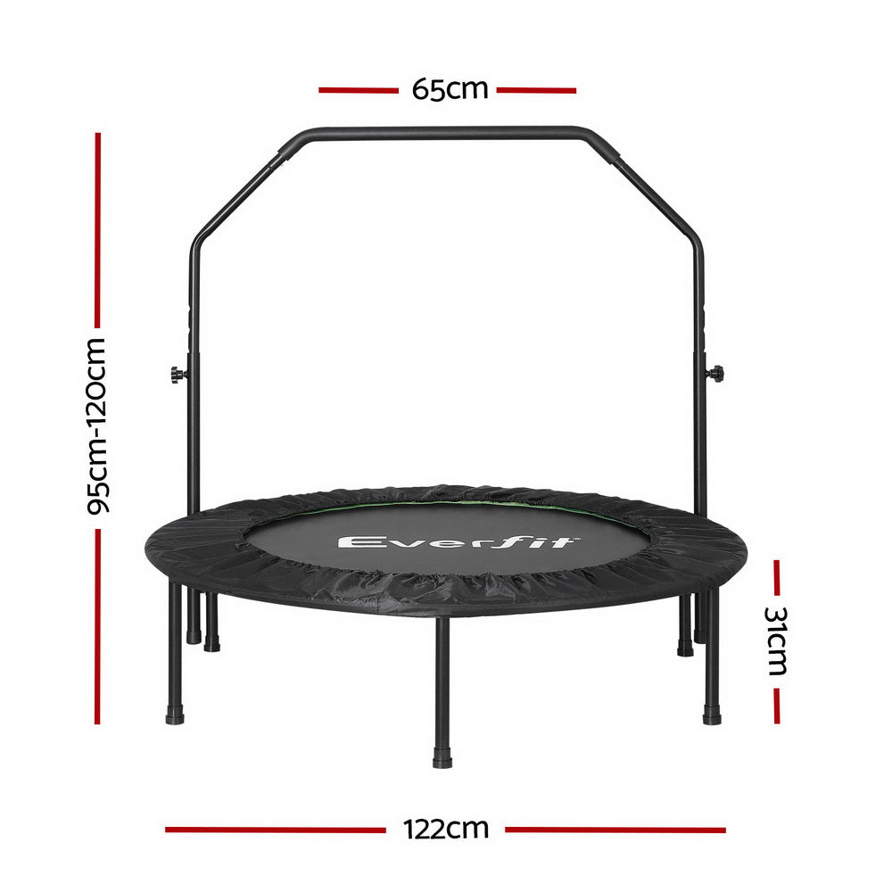 Marlook 48inch Round Fitness Trampoline Rebounder Adjustable Handrail Green