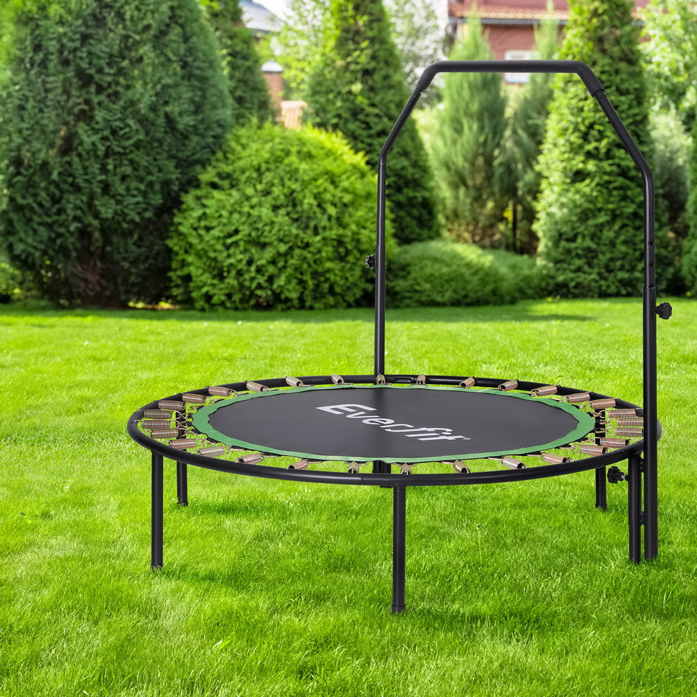 Marlook 48inch Round Fitness Trampoline Rebounder Adjustable Handrail Green