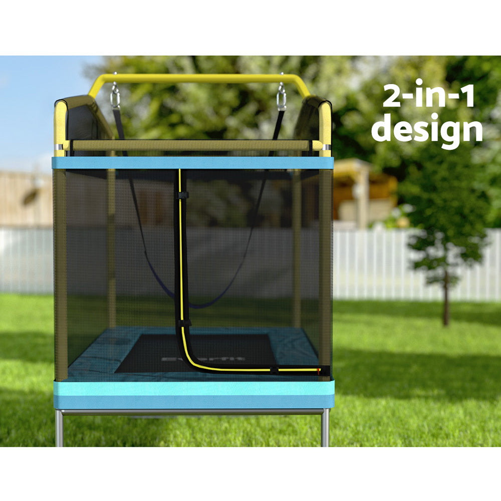 Marlook 6FT Trampoline for Kids w/ Enclosure Safety Net Swing Rectangle Yellow