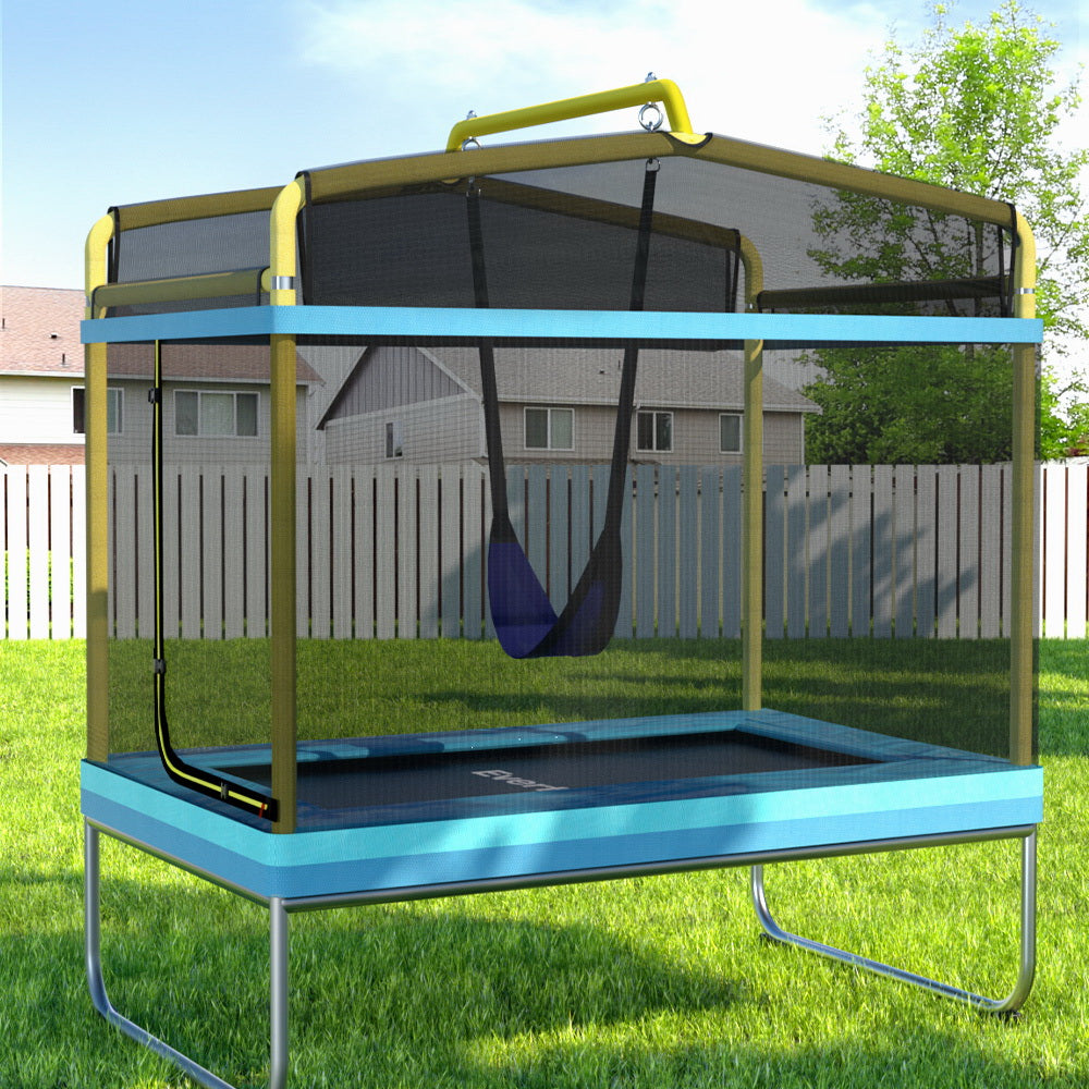Marlook 6FT Trampoline for Kids w/ Enclosure Safety Net Swing Rectangle Yellow