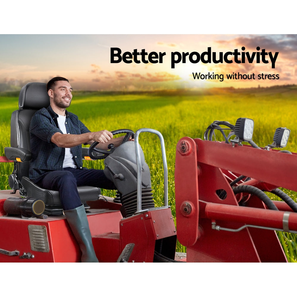 Marlook Tractor Seat Forklift Excavator Truck Universal Backrest Chair PU Leather