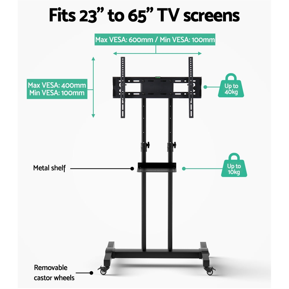 Marlook Mobile TV Stand for 23"-65" TVs Mount Bracket Portable Solid Trolley Cart