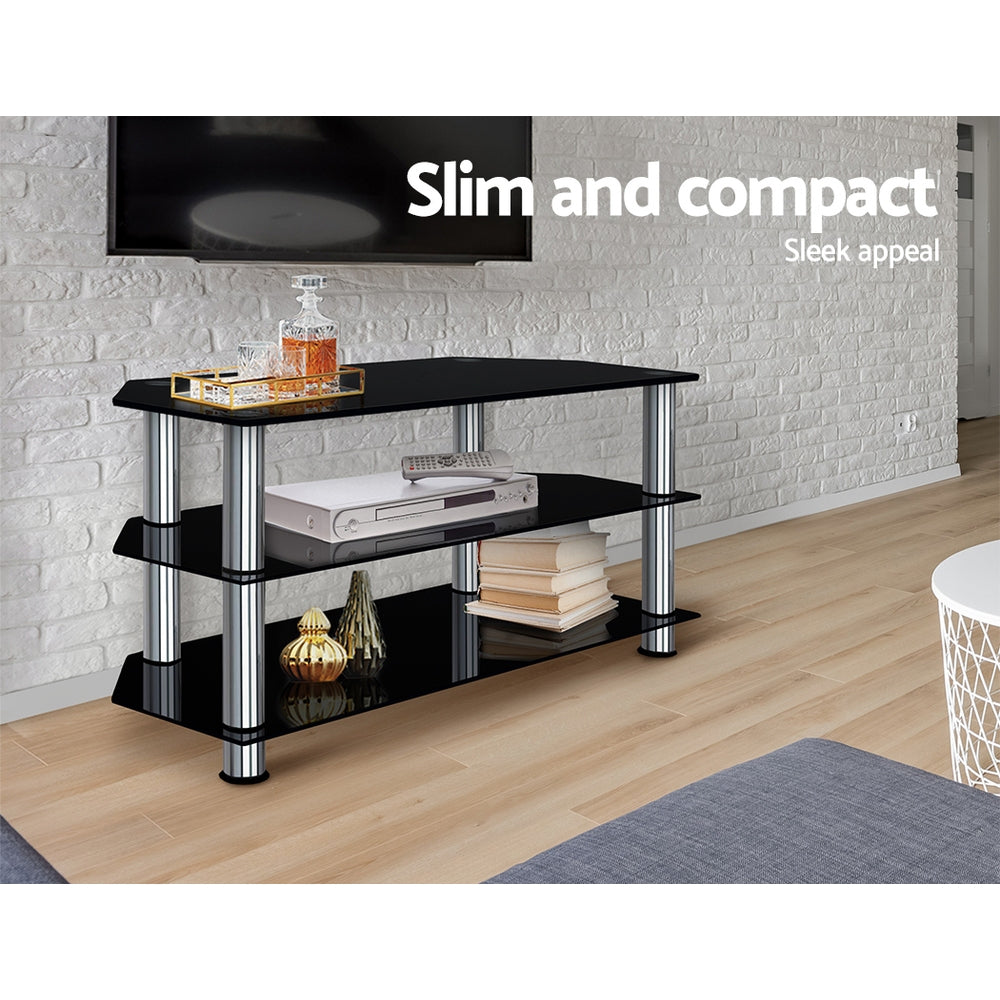 Marlook TV Stand 3 Tiers Storage Shelf Rack Tempered Glass Entertainment Unit