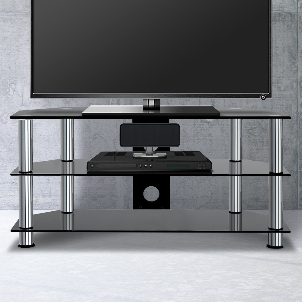 Marlook TV Stand 3 Tiers Storage Shelf Rack Tempered Glass Entertainment Unit