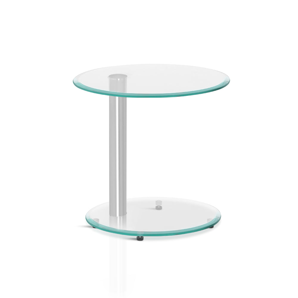 Marlook Coffee Table Round Tempered Glass Side End Beside Tables Cafe 45cm