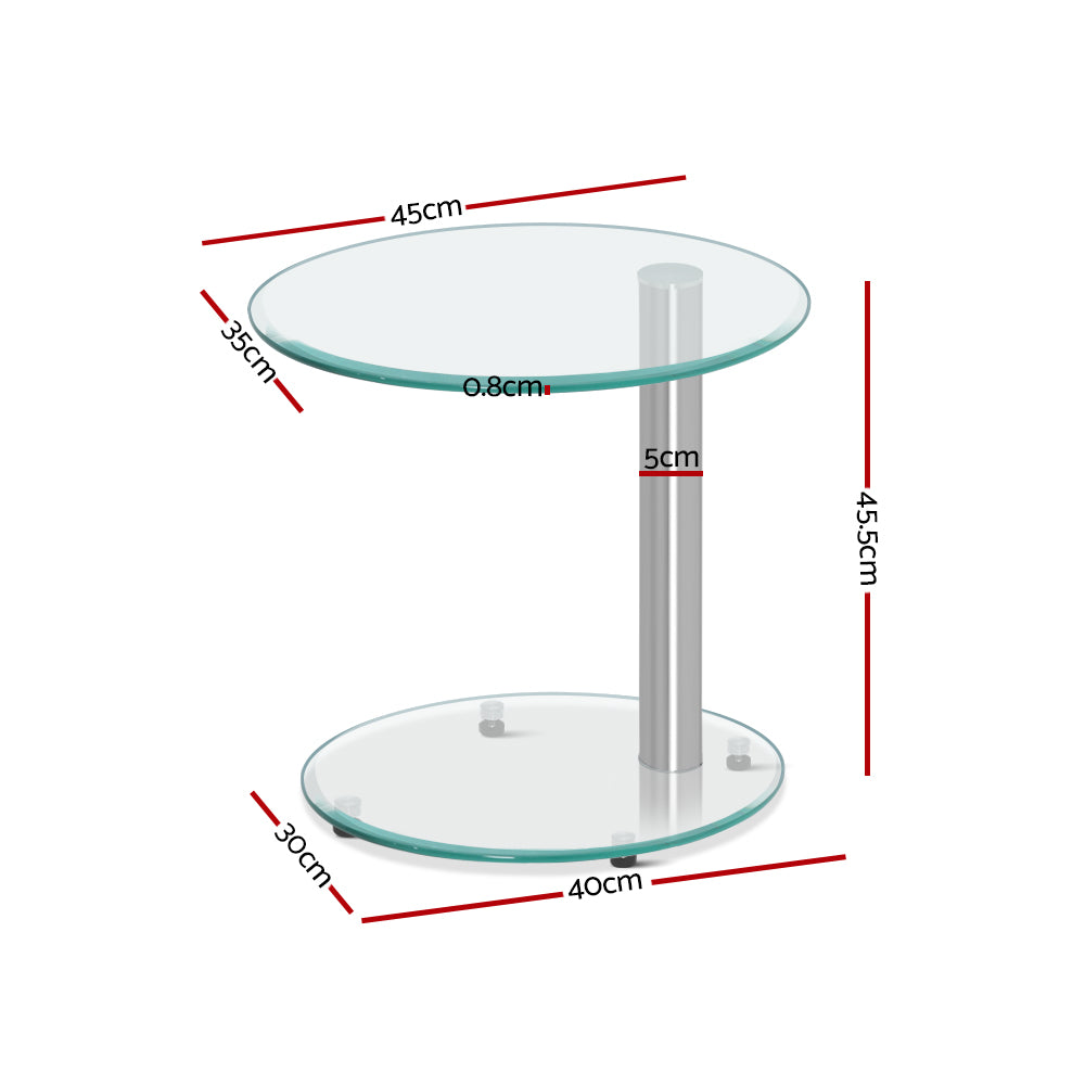 Marlook Coffee Table Round Tempered Glass Side End Beside Tables Cafe 45cm