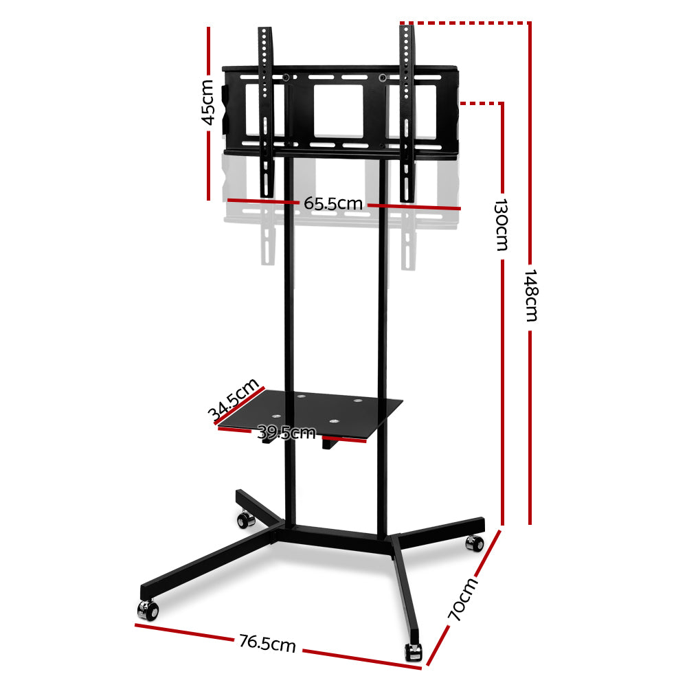 Marlook Mobile TV Stand for 32"-65" TVs Mount Bracket Portable Shelf Trolley Cart