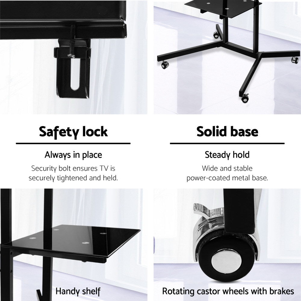 Marlook Mobile TV Stand for 32"-65" TVs Mount Bracket Portable Shelf Trolley Cart