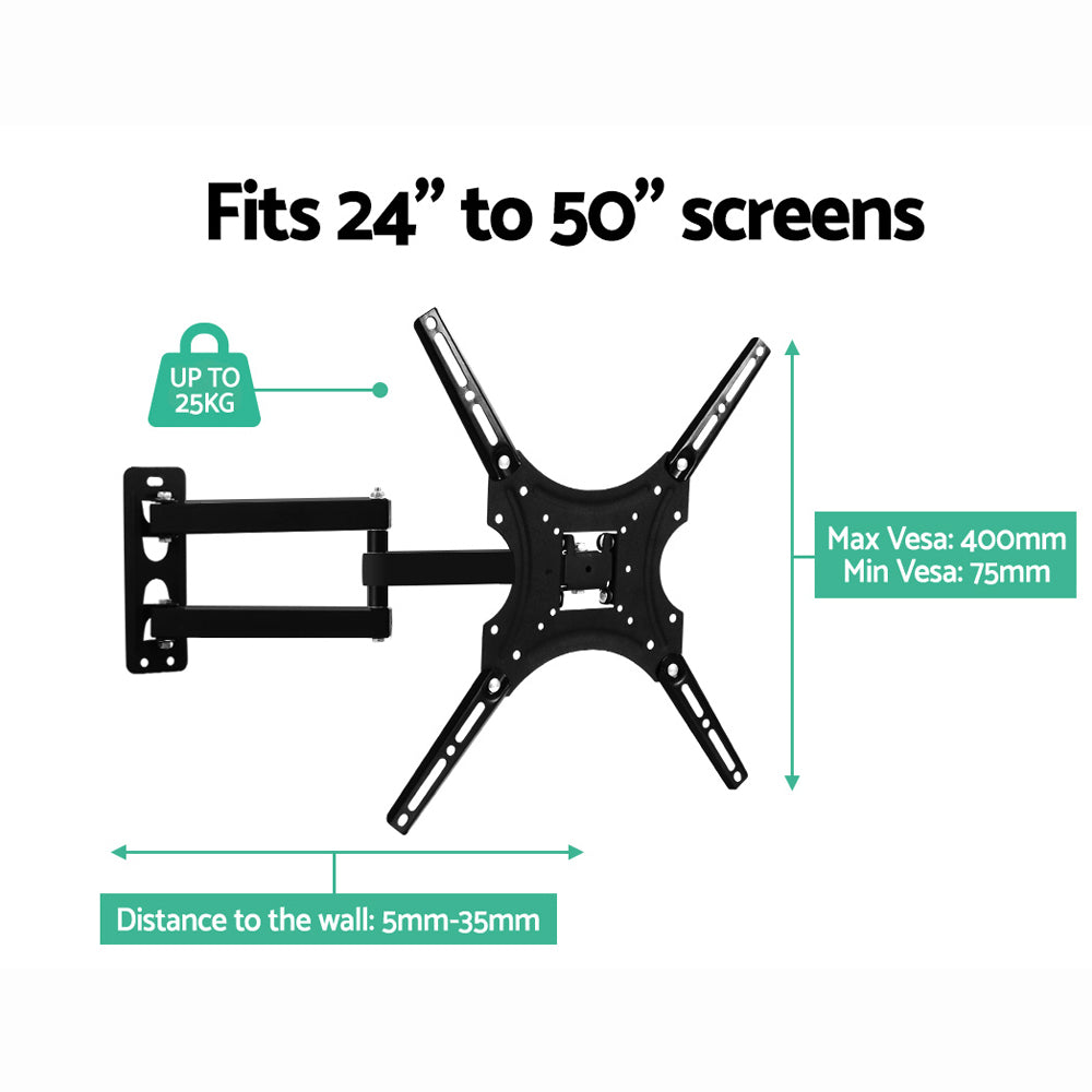 Marlook TV Wall Mount Bracket for 24"-50" LED LCD TVs Full Motion Strong Arms