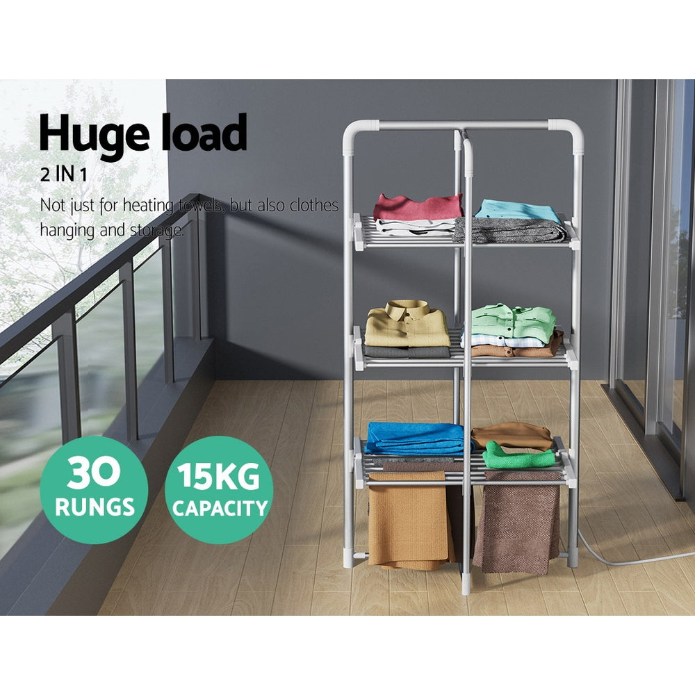Marlook Electric Heated Towel Rail Rack 30 Bars Foldable Clothes Dry Warmer