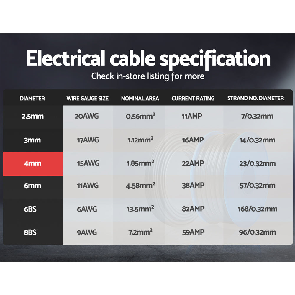 Marlook 4MM 30M Twin Core Wire Electrical Cable Extension Car 450V 2 Sheath