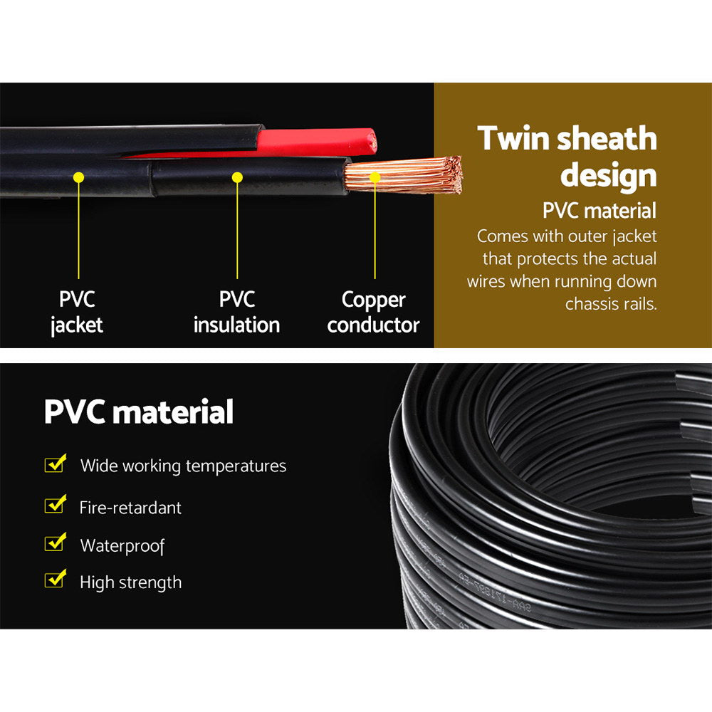 Marlook 6MM 30M Twin Core Wire Electrical Cable Extension Car 450V 2 Sheath