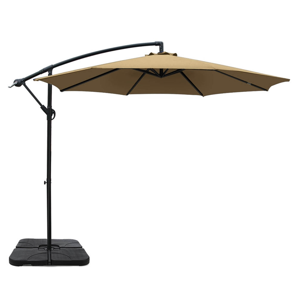 Marlook 3m Umbrella w/Base Outdoor Cantilever Beach Garden Patio Parasol Beige