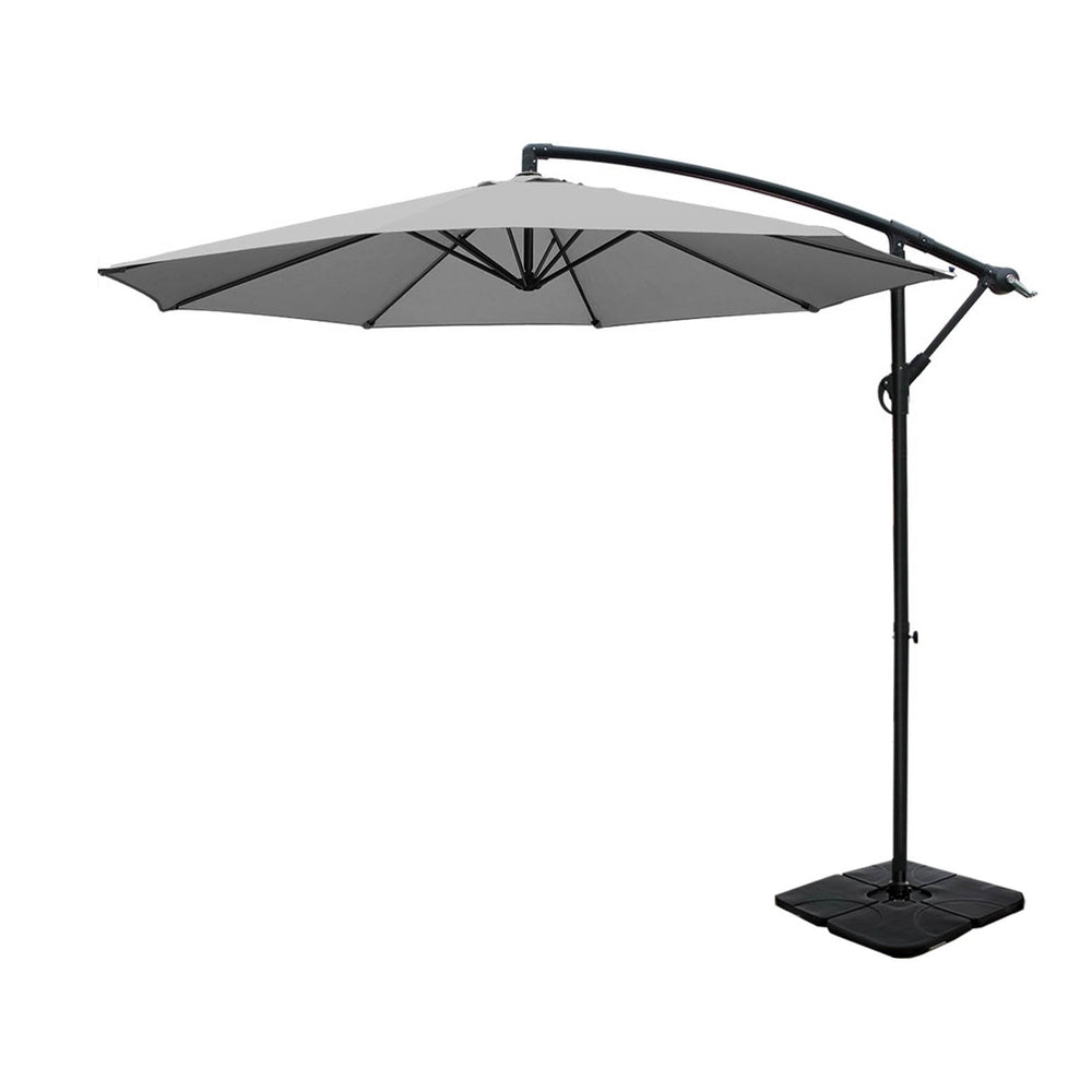 Marlook Umbrella Outdoor Umbrellas Cantilever Sun Stand UV Garden Base Grey 3M