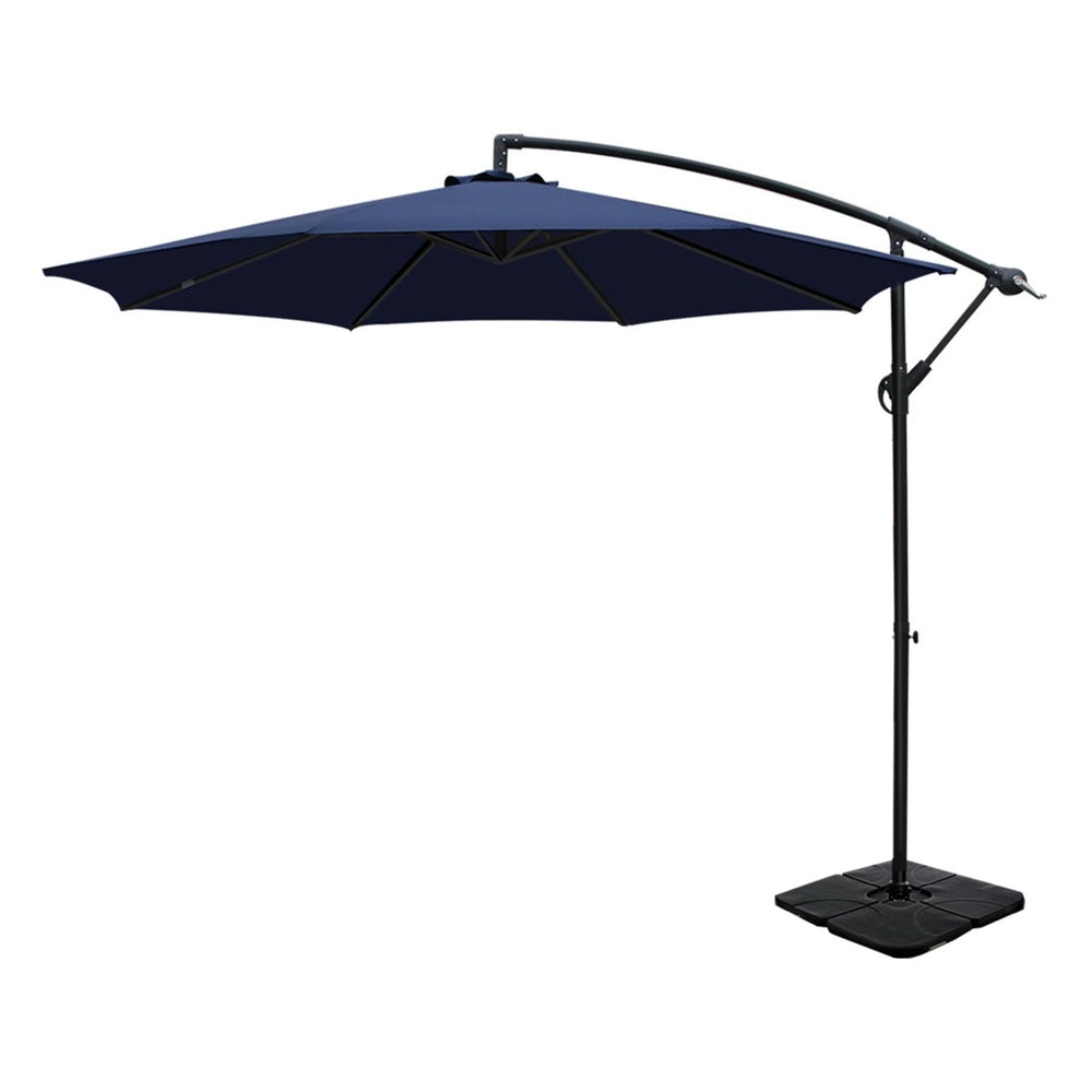 Marlook 3m Umbrella w/Base Outdoor Cantilever Beach Garden Patio Parasol Navy