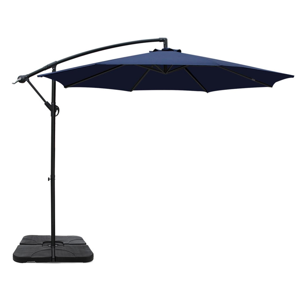 Marlook 3m Umbrella w/Base Outdoor Cantilever Beach Garden Patio Parasol Navy