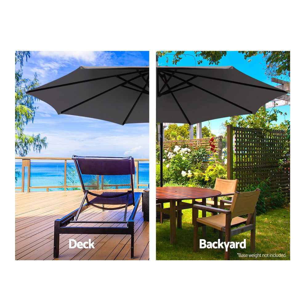 Marlook 3m Outdoor Umbrella Cantilever Beach Garden Patio Charcoal
