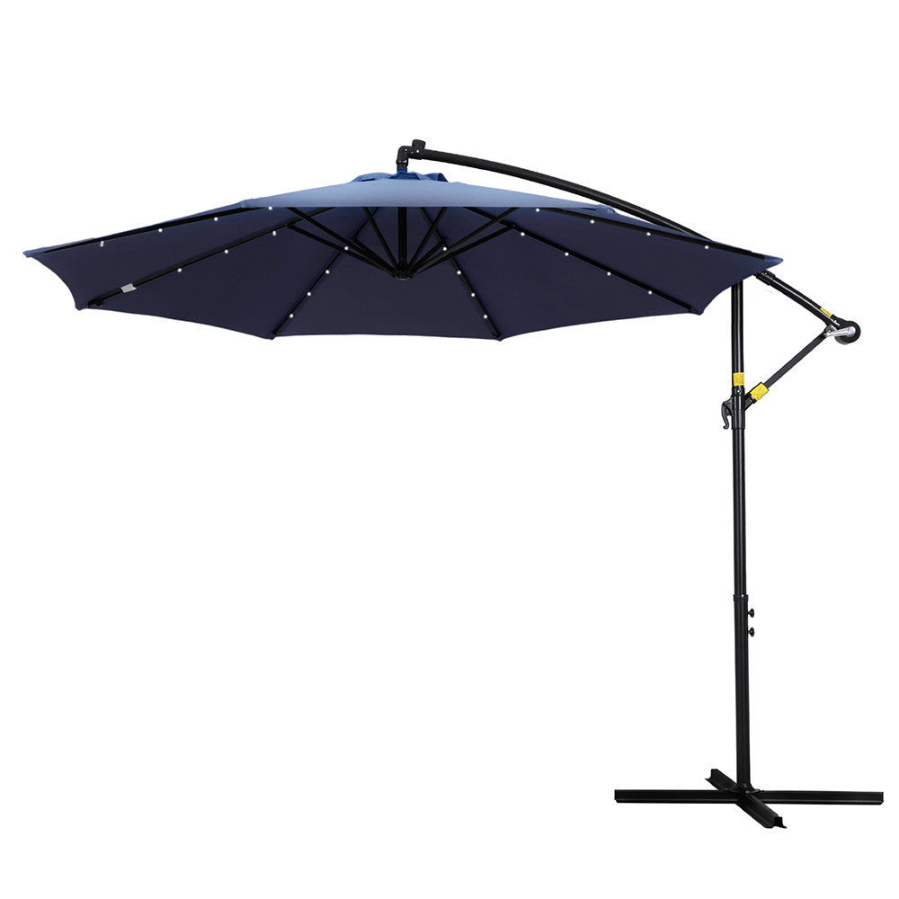 Marlook Outdoor Umbrella 3M Cantilever Beach LED Umbrellas Garden Shade Patio