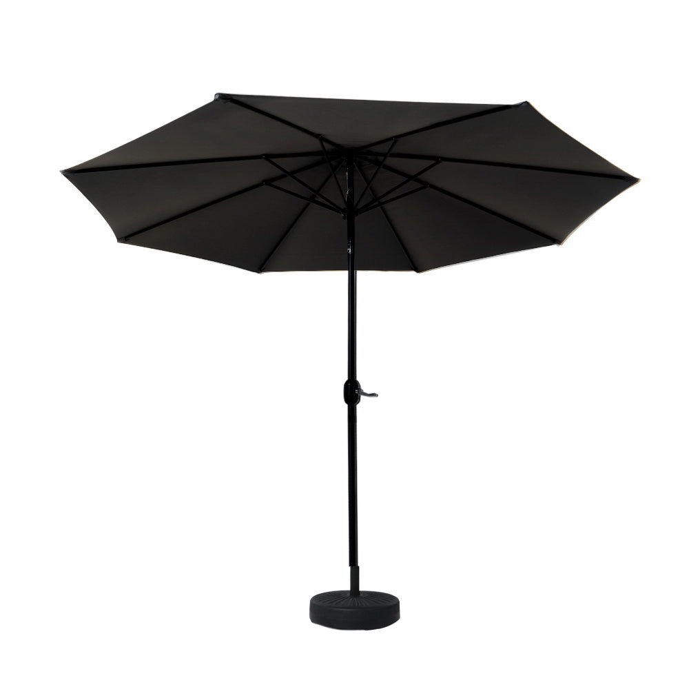Marlook Outdoor Umbrella 2.7m Base Beach Pole Garden Tilt Sun Patio UV Black