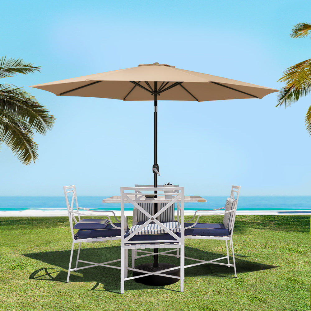 Marlook 2.7m Outdoor Umbrella Pole Stand Garden Sun Beige