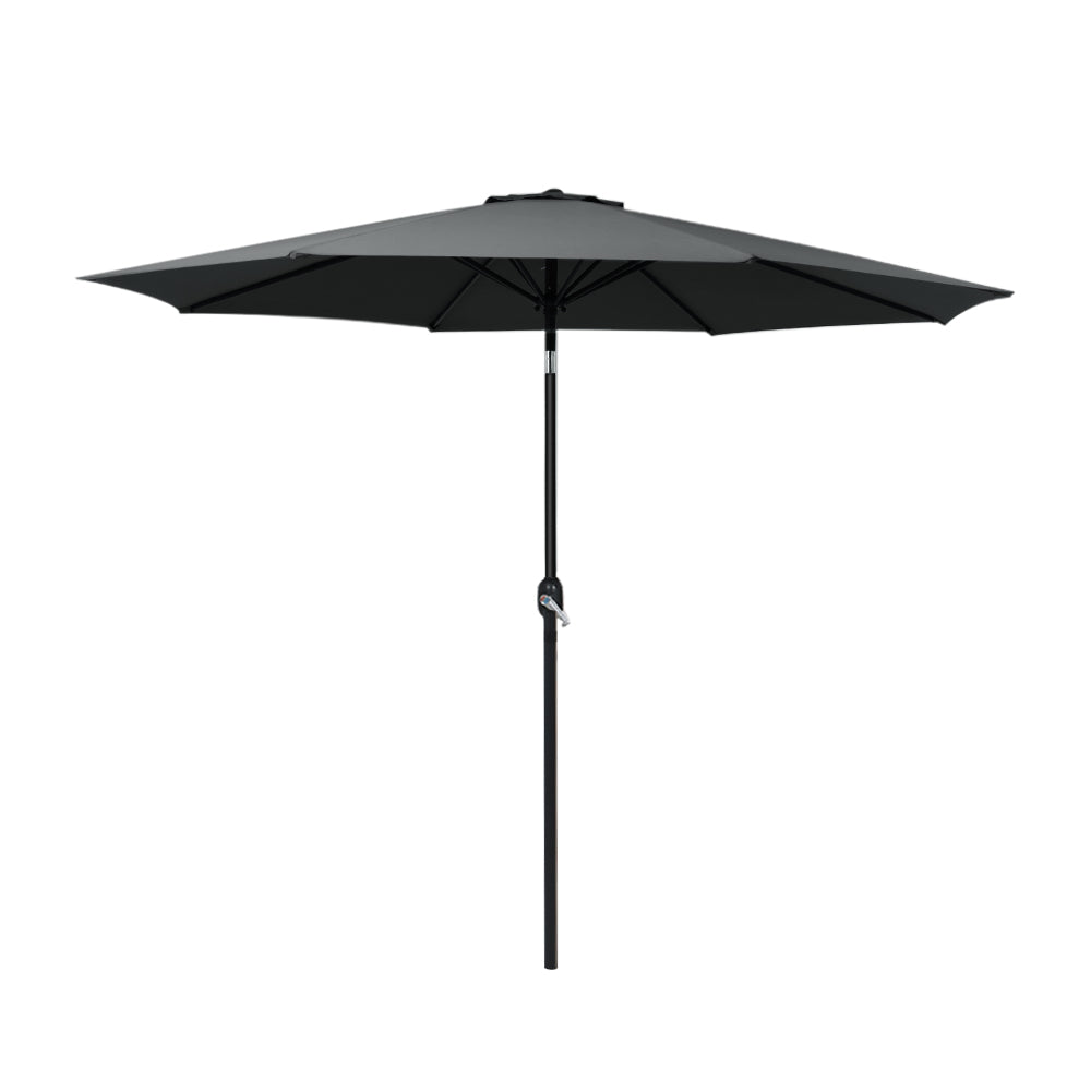 Marlook 2.7m Outdoor Umbrella w/Base Pole Stand Garden Beach Black