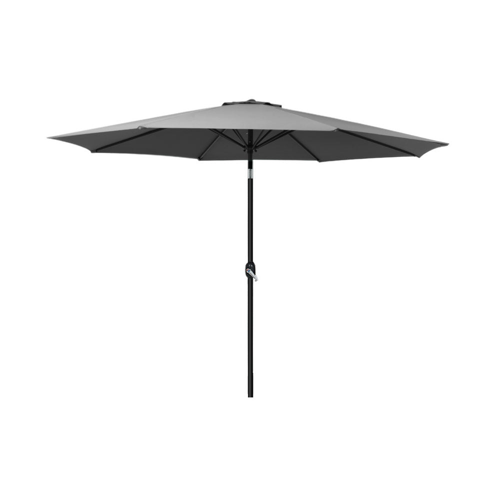 Marlook Outdoor Umbrella 2.7m Beach Pole Garden Tilt Sun Patio UV Charcoal