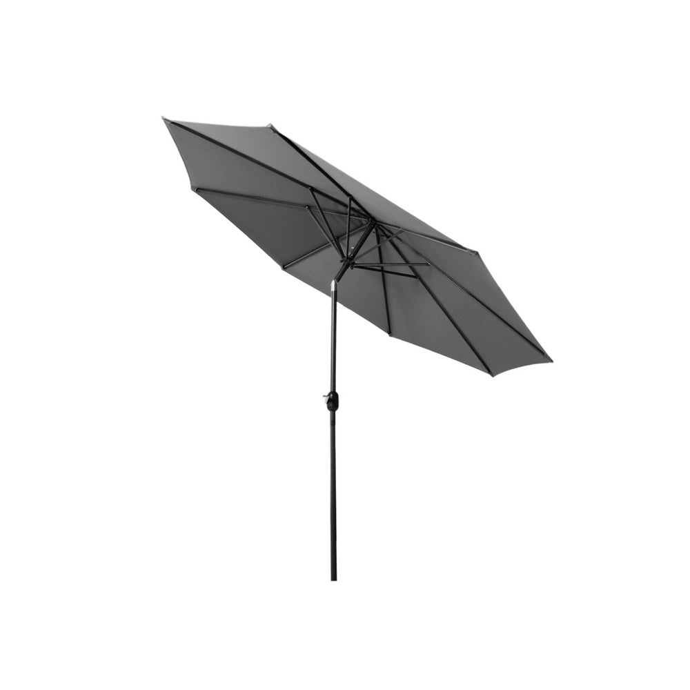 Marlook Outdoor Umbrella 2.7m Beach Pole Garden Tilt Sun Patio UV Charcoal