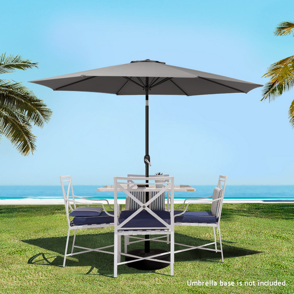Marlook Outdoor Umbrella 2.7m Beach Pole Garden Tilt Sun Patio UV Charcoal