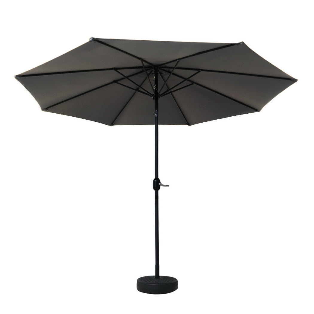 Marlook Outdoor Umbrella 3m Base Beach Pole Garden Tilt Sun Patio UV Charcoal