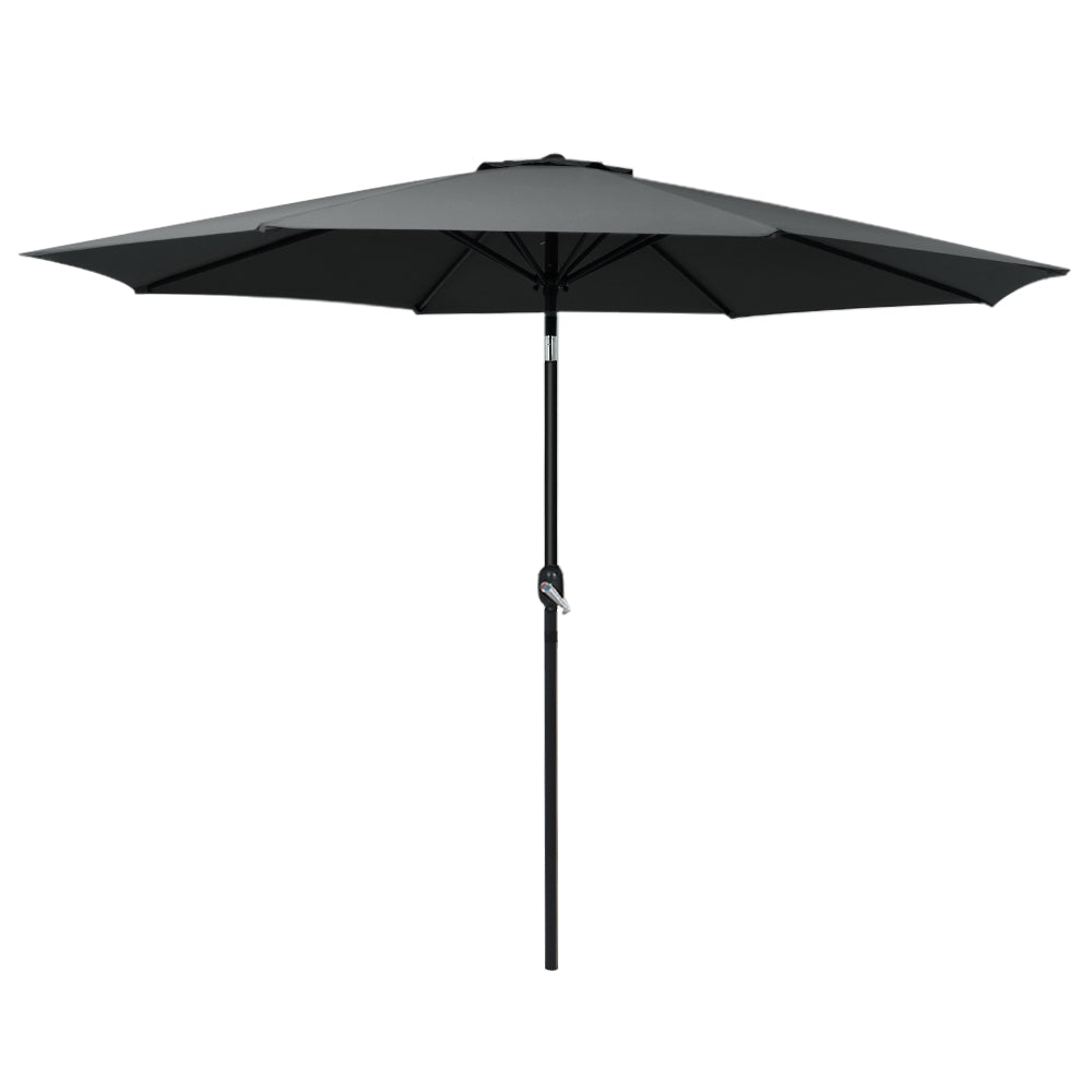 Marlook 3m Outdoor Umbrella Beach Pole Garden Patio Tilt Black