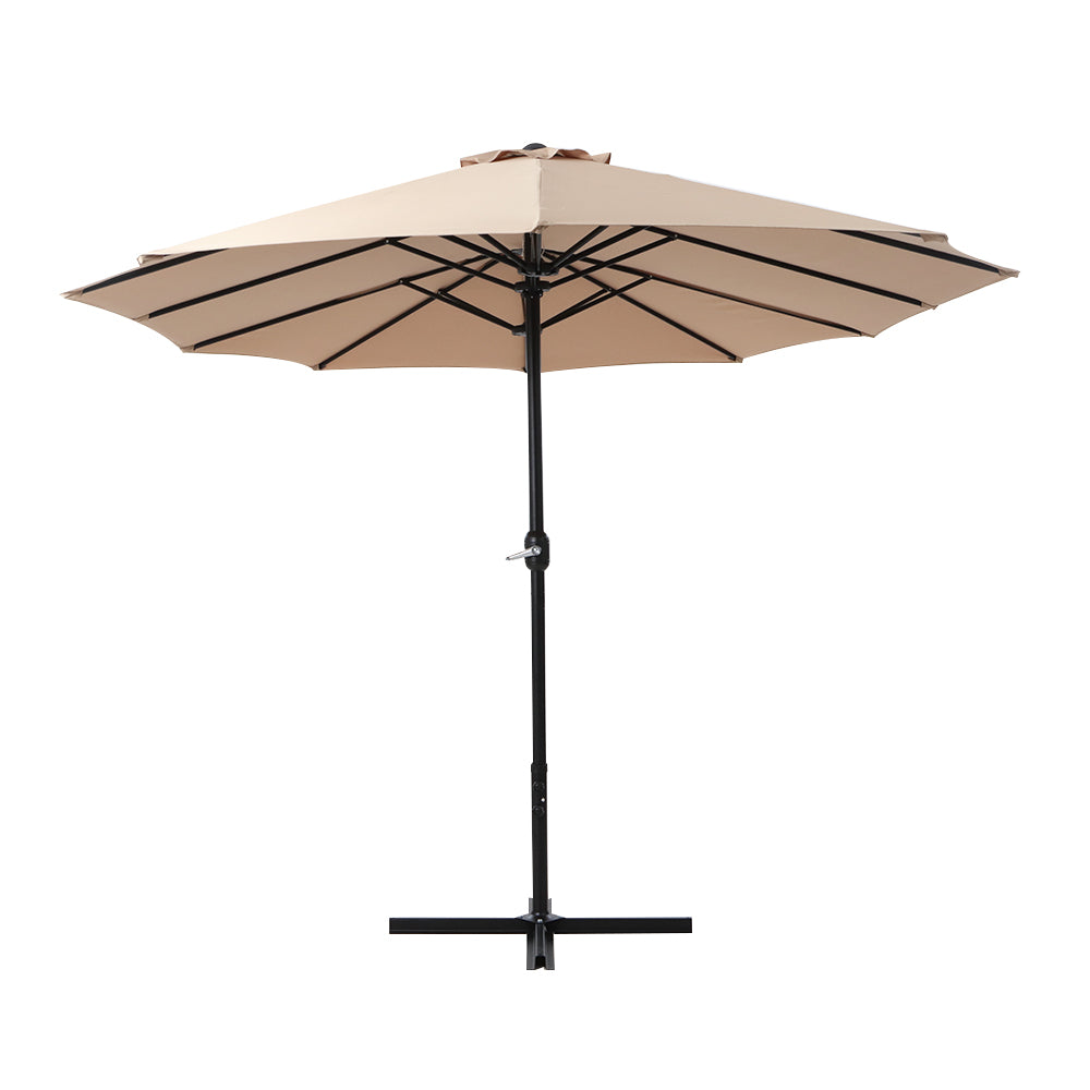 Marlook 4.57m Outdoor Umbrella Beach Pole Garden Tilt Beige
