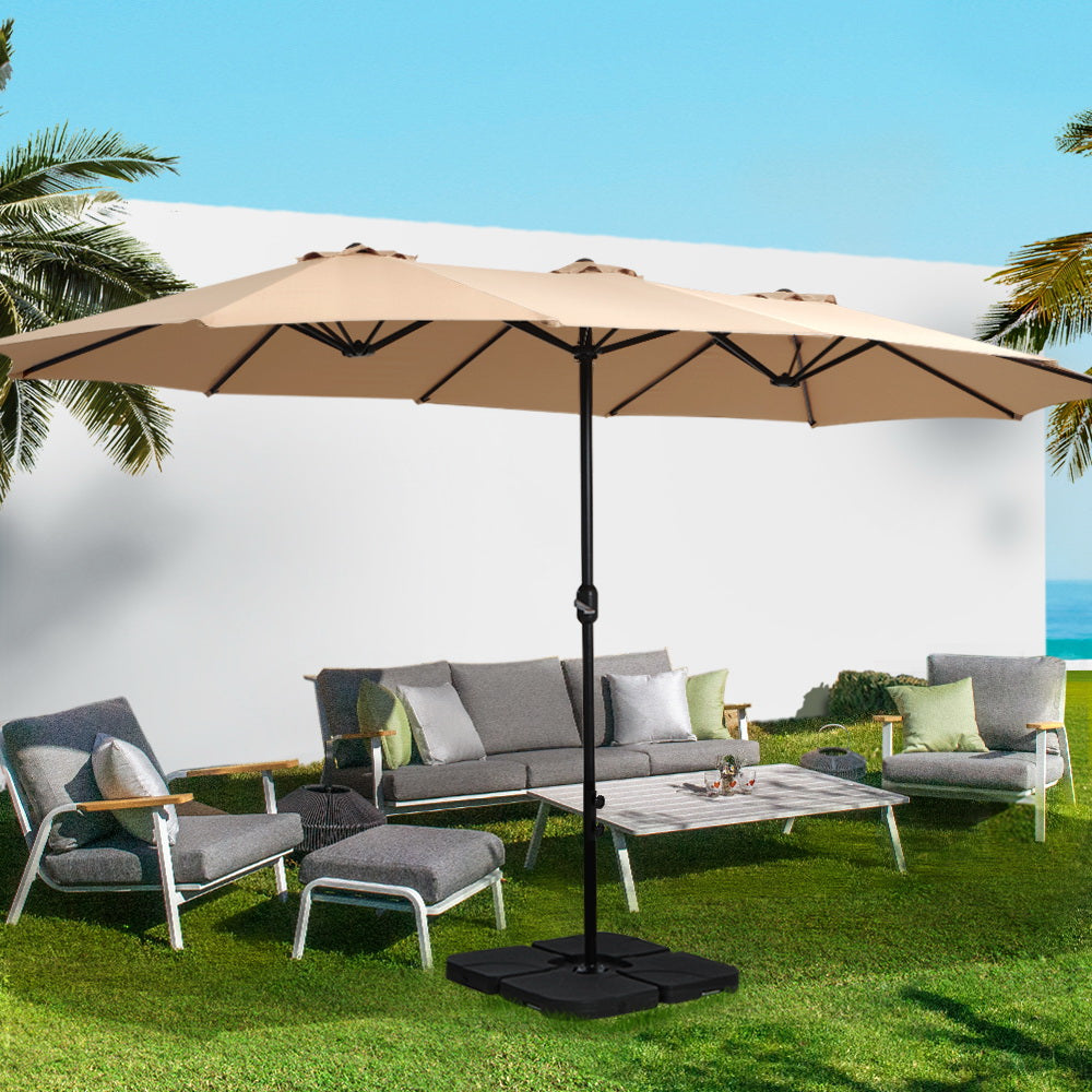 Marlook 4.57m Outdoor Umbrella Beach Pole Garden Tilt Beige