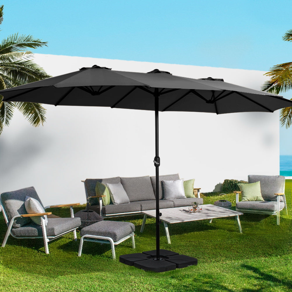 Marlook 4.57m Outdoor Umbrella Beach Pole Garden Tilt Black