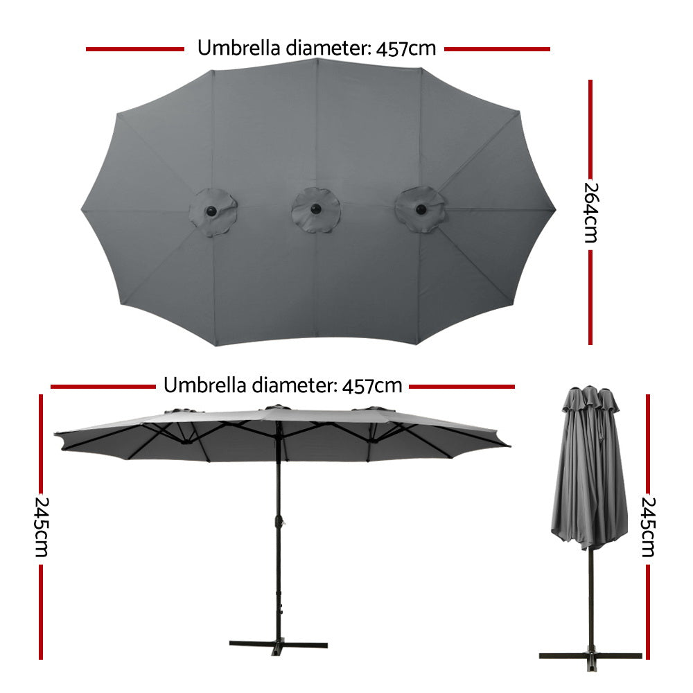 Marlook 4.57m Outdoor Umbrella Beach Pole Garden Tilt Charcoal
