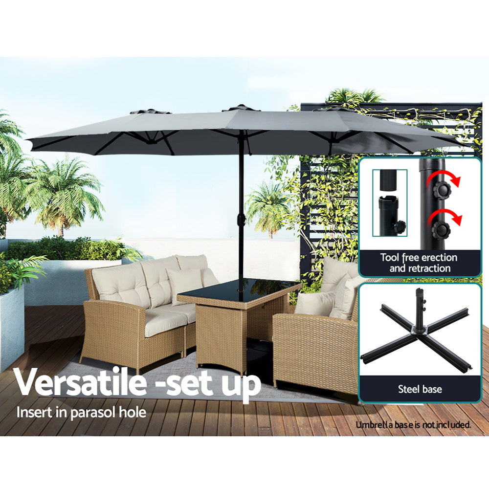 Marlook 4.57m Outdoor Umbrella Beach Pole Garden Tilt Charcoal